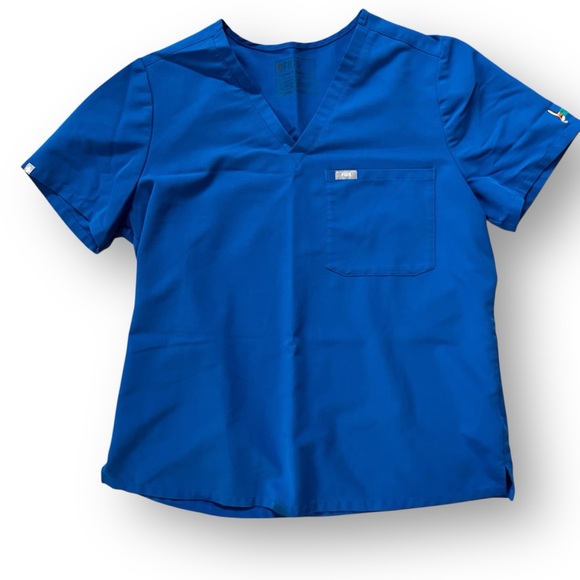Figs Tops - FIGS Royal Blue Catarina One-Pocket Scrub Top